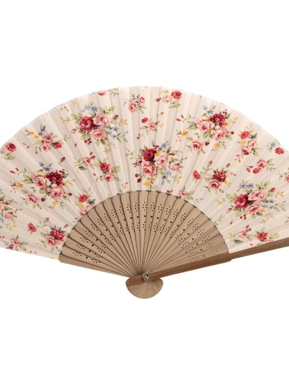 Hand Fan with Beautiful Fabric Lotus Printed Style 2